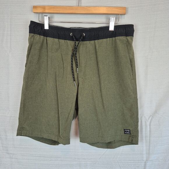 Billabong Recycler Board Shorts Men Small Green Black Surf Beach Vacation Casual - Picture 1 of 13